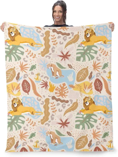 Discover Disney Lion King, Jungle Pattern DisneyFriends Fleece Blanket