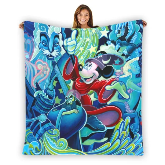 Discover Disney Magic Mickey Mouse Blanket Disneyland Christmas Fleece Blanket