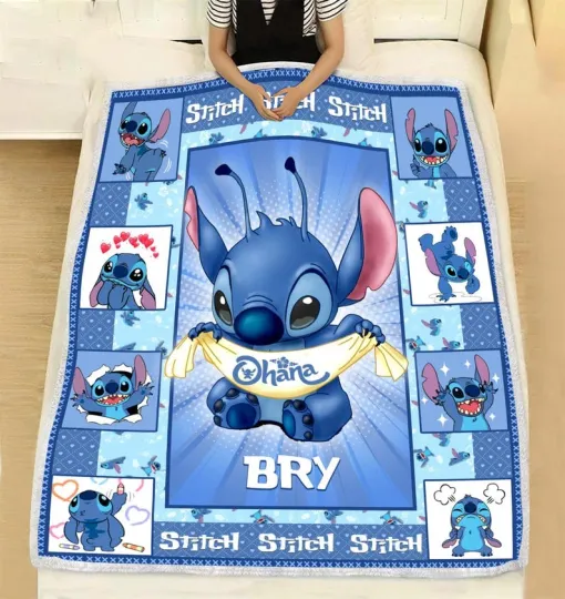 Discover Personalized Disney Stitch OHANA Fleece Blanket
