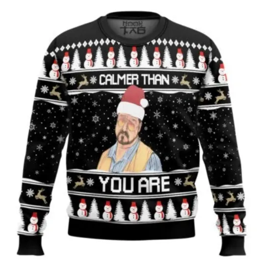 Discover Calmer Than You Are Dude Bowling Parody Ugly Christmas Sweater