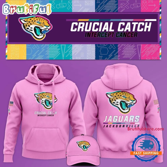 football Jacksonville J@guar Crucial Catch Pink Breast Cancer Awareness Hoodie 3D
