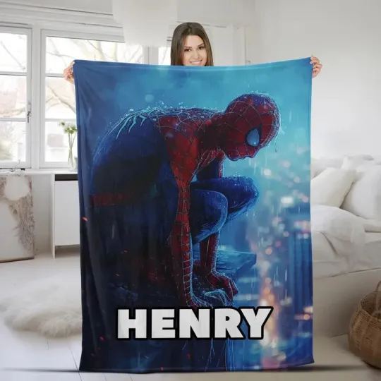 Discover Disney Marvel Spiderman In Rain Customize Fleece Blanket