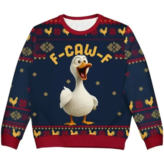 Discover 2025 Duck F-Caw-F Christmas Ugly Sweater
