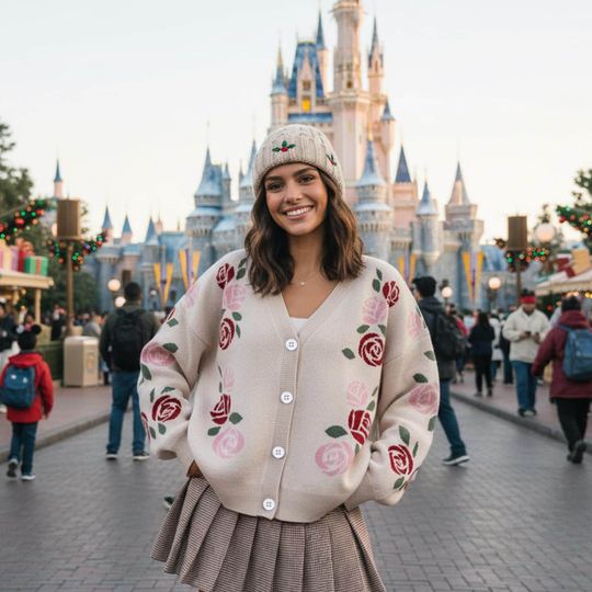 Discover Disney Beauty And The Beast Cardigan, Rose Belle Princess Mrs Potts Chip Sweater Cardigan, Disney Winter Matching Trip Outfits