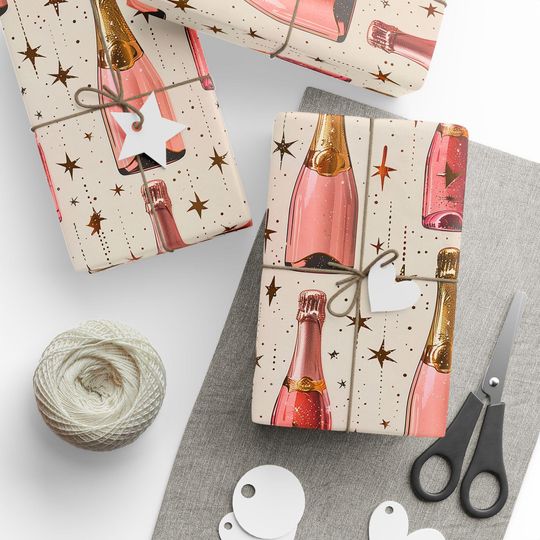 Discover Champagne Gift Wrapping Paper Roll for Weddings and Gifts
