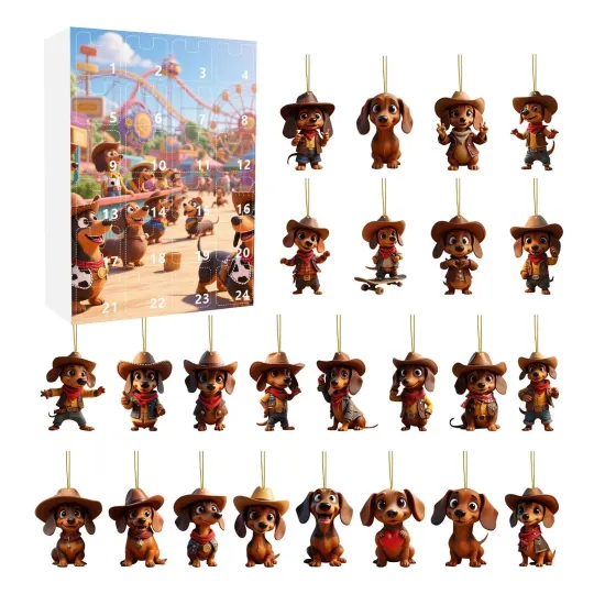 Discover 2025 Christmas Dachshund Advent, 2D Flat Acrylic Dachshund Pendant 24 Days