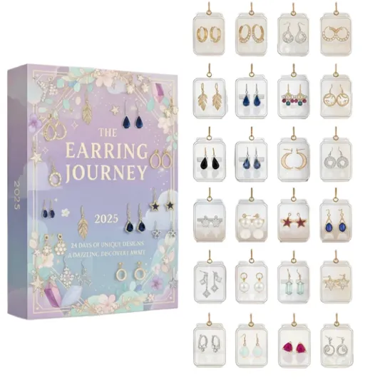 Discover 2025 Earring Journey Advent Calendar, 2D Festive Acrylic Jewelry 24 Days