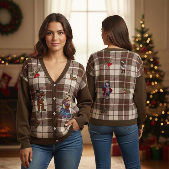 Vintage The Muppets Christmas Carol Cardigan, Muppets Character Sweater Cardigan, Festive Muppets Movie Cardigan, Cozy Christmas Outfits