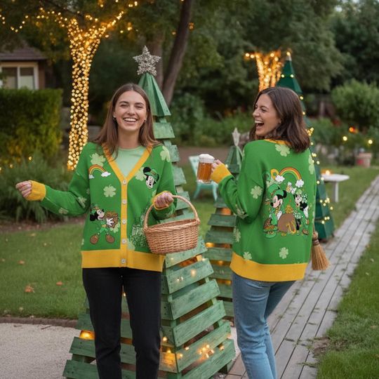 Discover Disney St Patricks Day Cardigan, Irish Shamrock Castle Mickey And Friends Cardigan, Disney Family Trip Matching Outfits, Patricks Day Giftt