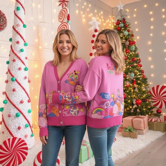 Discover Disney Lizzie McGuire Cardigan, Vintage Y2K This Is What Dreams Knit Cardigan, Disney Winter Family Matching Trip Outfits