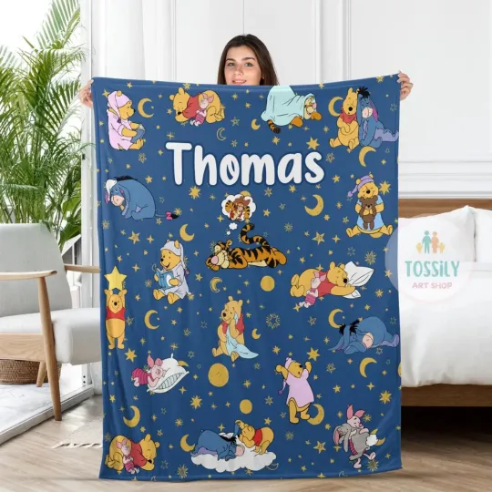 Discover Personalized Winnie The Pooh Blanket Pooh Bear And Friends Fleece Blanket