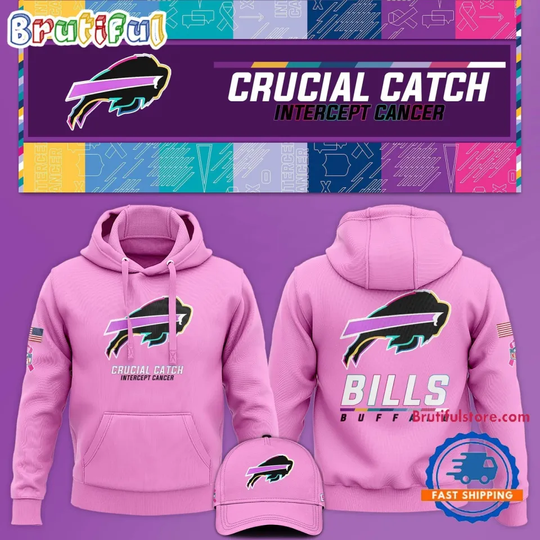 Discover football Buff@lo Biil Crucial Catch Pink Breast Cancer Awareness Hoodie