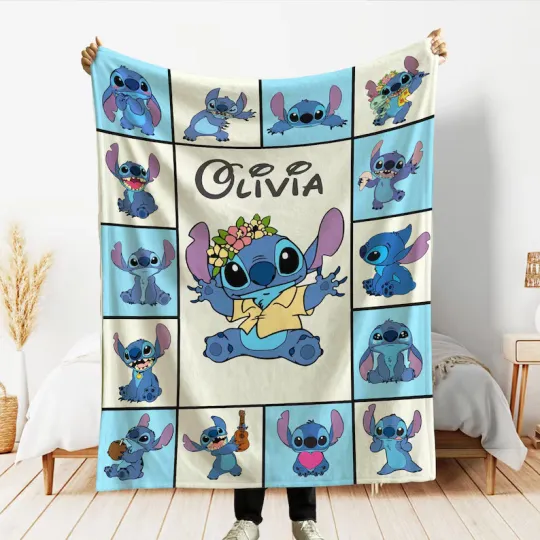 Discover Personalized Cute Stitch Disney Fleece Blanket