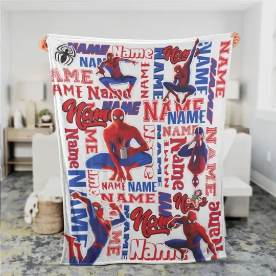 Discover Disney Marvel Spiderman Peter B Cozy Customized Name Fleece Blanket