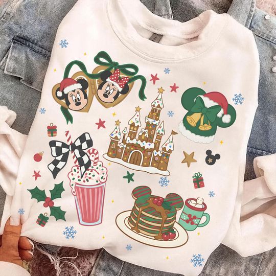 Discover Vintage Christmas Mouse and Friends PNG: Retro Holiday Castle Design, Cute Cocoa & Pancake Clipart, Digital Download