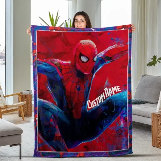 Discover Disney Marvel Spiderman Across The Spider-Verse Customize Fleece Blanket
