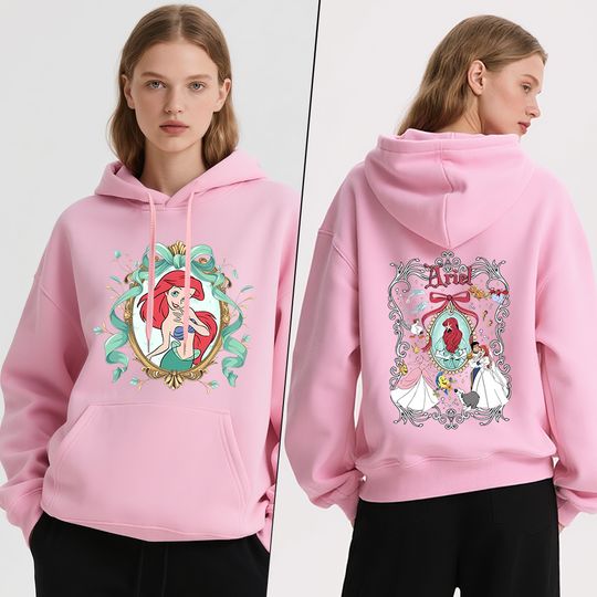 Discover Disney Ariel The Little Mermaid Print Womens Fleece Hoodie Sweatshirt Holiday Travel Daily Casual Wear Soft Comfortable Pullover