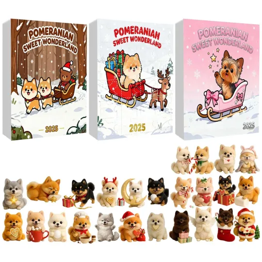 Discover Pomeranian Advent Calendar 2025 2D Flat Acrylic Christmas Decoration Ornament