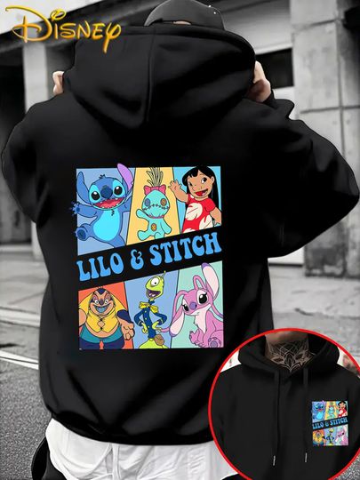 Discover Disney Star Baby Stitch Pattern Men's Hoodie Autumn Winter Casual Unisex Pullover Sweatshirt Tracksuit Clothing Hoody Oversized