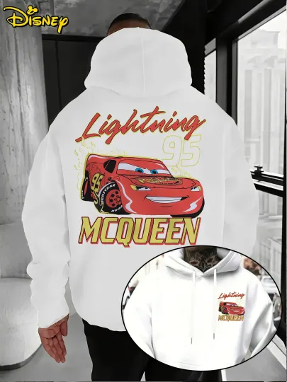 Discover Disney Car Lightning McQueen Men's Hoodie for Autumn and Winter, Warm Hoodie, Fashionable and Versatile Men's Wear