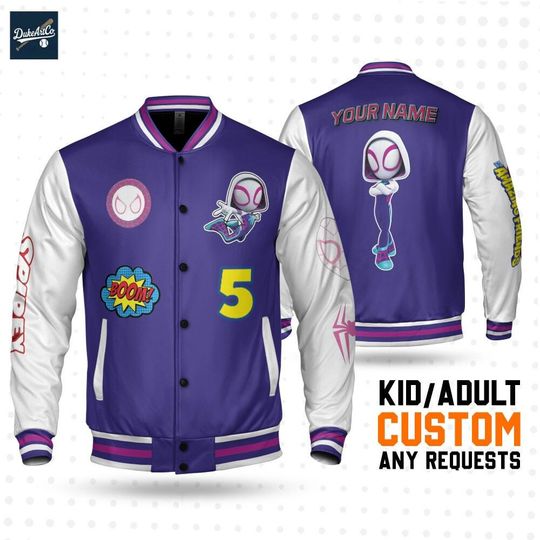 Custom Varsity Jacket Spidey And His Amazing Friends Cute, spidey and his amazing friends jacket, ghost spider gwen stacy, Spiderman Gift