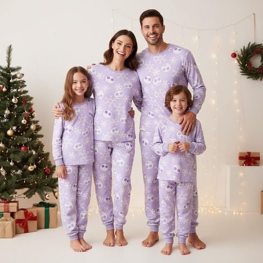Discover Halloween Long Sleeve Pajamas Set, Skull Christmas Pajamas Family, Spooky Matching Pajamas, Fun Holiday Gift