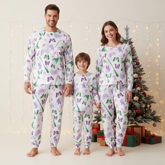 Changed For Good, Pink And Green Long Sleeve Pajamas Set, Animal Christmas Pajamas Family, Wicked Christmas Pajamas, Holiday Gift