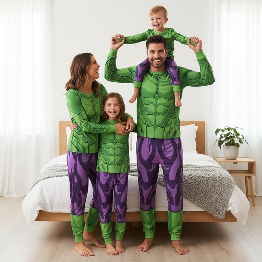 Discover Hulk Christmas Family Pajamas, Superhero Pajama Set, Long Sleeve Pajamas Set, Matching Pajamas Set, Christmas Gift