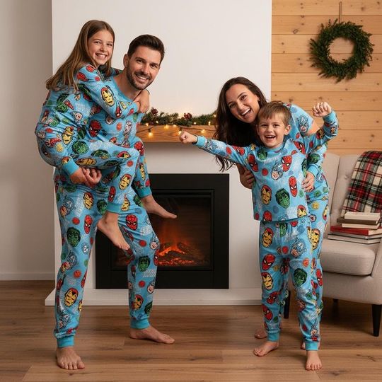 Discover Marvel Christmas Family Pajamas, Superhero Pajama Set, Avengers Long Sleeve Pajamas Set, Matching Pajamas Set, Christmas Gift