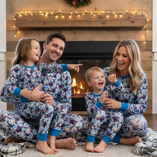 Discover Whale Theme Christmas Family Pajamas, Cute Pajama Set, Whale Long Sleeve Pajamas Set, Matching Pajamas Set, Christmas Gift