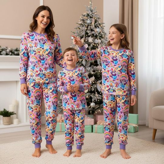 Discover Rainbow Panda Christmas Family Pajamas, Panda Pajama Set, Holiday Matching Pajamas Set, Christmas Gift