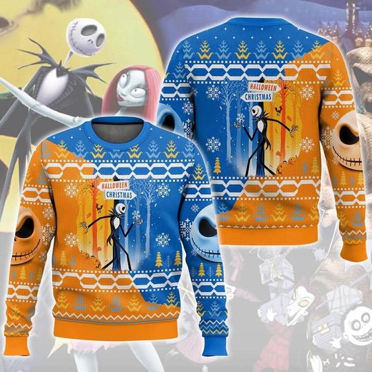Discover Christmas Horror Character Ugly Sweater, Nightmare Christmas Shirt, Skeleton Jumper, Winter Holiday Gift, Christmas Gift
