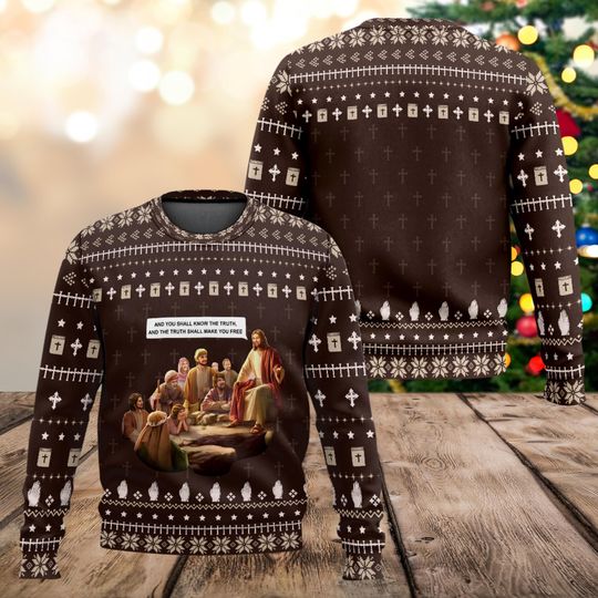Christian Scripture Ugly Christmas Sweater, Bible Verse Jesus Sweatshirt, Religious Xmas Sweater Gift