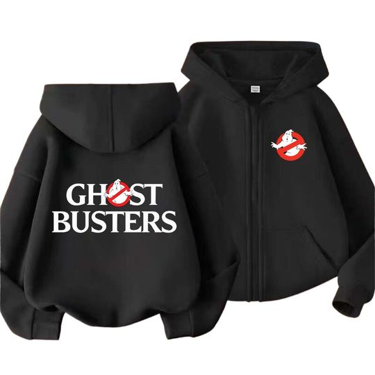 GhostBusters Kids Funny Cartoon Print Spring Autumn Zipper Hooded Sweatshirts 2-13 Years Boys Girls Streetwear Outfits Clothes