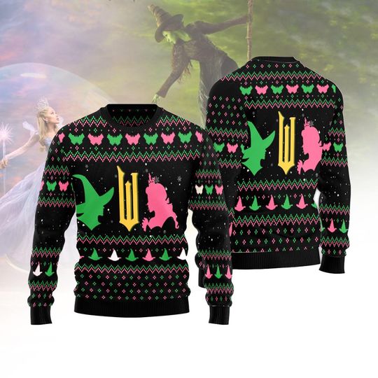 Wicked Christmas Ugly Sweater, Defy Gravity Shirt, Witchy Xmas Sweatshirt, Broomstick Magic Sweater, Wizard of Oz Fan Gift