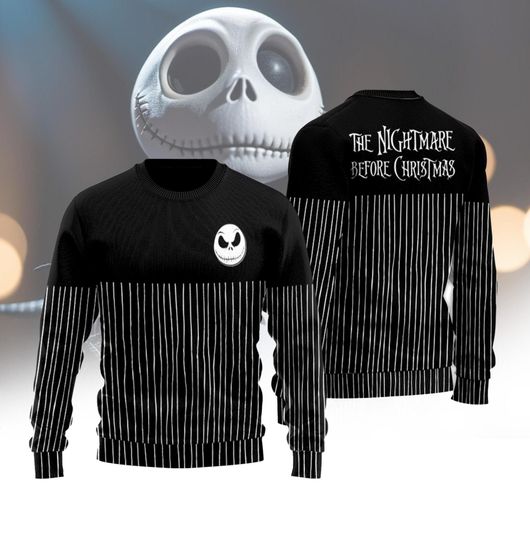 JS Nightmare Christmas Ulgy Sweater, Jack And Sally Sweatshirt, WDW Movie Jumper, Horror Holiday Sweater, Xmas Gift Ideas