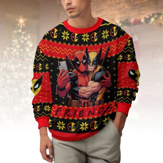 Discover Deadpool Ugly Christmas Sweater, Marvel Xmas Sweater, Funny Friends Ugly Sweater, Superhero Sweater, Christmas Gift
