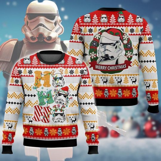 Discover Stormtrooper Merry Christmas Sweater, Funny Stormtrooper Santa Sweater, Star Wars Characters Holiday Sweater, Disney Xmas Party Gift