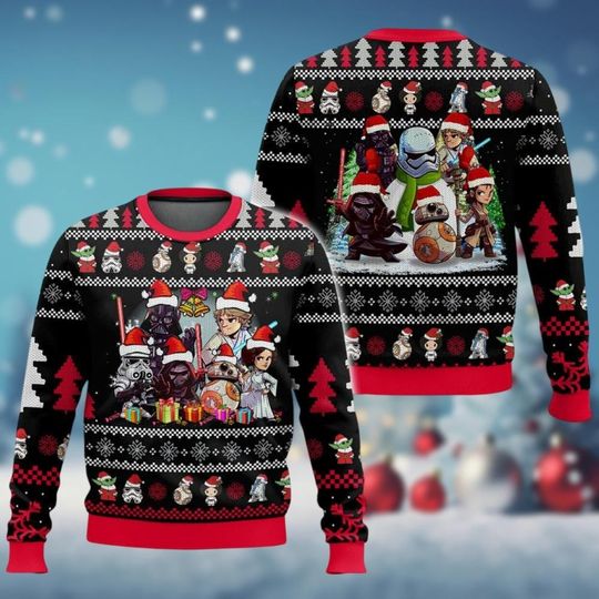 Discover Star Wars Characters Ugly Sweater, Darth Vader Stormtrooper Bb8 Holiday Sweater, Christmas Party Gift, Ugly Sweater Shirt, Xmas 2024