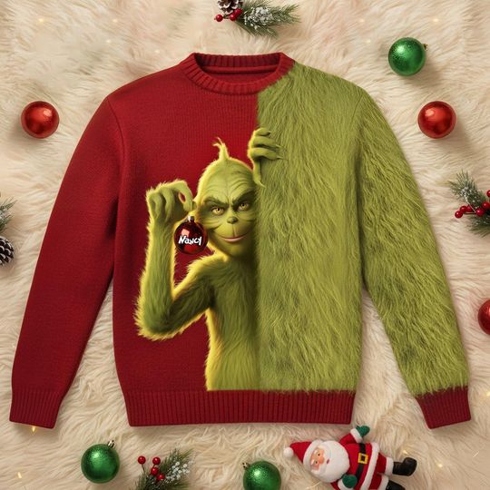 Discover Funny Green Monster Ugly Sweater Christmas Gift for Women and Men Holiday Crewneck