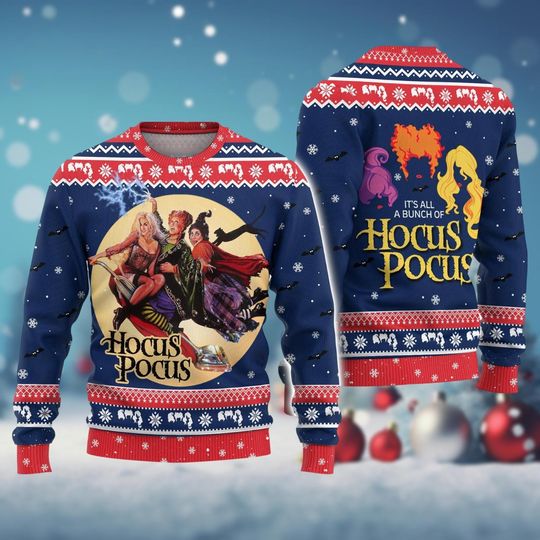 Discover Hocus Pocus Christmas Ugly Sweater, Sanderson Sisters Holiday Sweater, Disney Witches Woman Sweater, Xmas Sweater, Christmas Party Gift