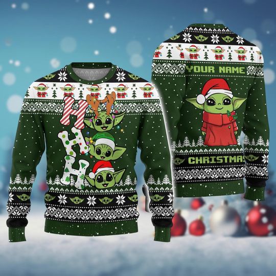 Discover Santa Baby Yoda Ugly Sweater, The Mandalorian Tree Christmas Sweater, Star Wars Holiday Sweater, The Grogu Xmas Sweater, Vacation Gift