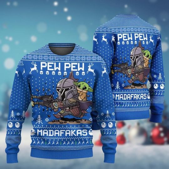 Discover Mandalorian And Baby Yoda Ugly Sweater, Star Wars Characters Christmas Sweater, The Grogu Xmas Sweater, Cute Yoda Ugly Sweater Shirt