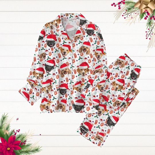 Discover Custom Pajamas With Face, Custom Photo Pet Dog Pajamas, Christmas Pajamas Set, Personalized Dog Pajamas, Pajamas For Party, Xmas Pj Set