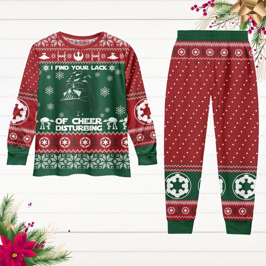 Discover Christmas Darth Vader Pajamas Set, Star Wars Long Sleeve Pajamas, I Find Your Lack Of Cheer Disturbing Holiday Pjs, Disney Xmas Pajamas