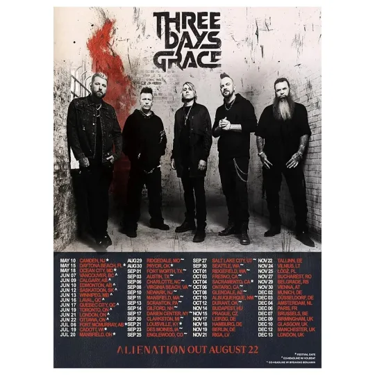 Discover Three Days Grace Live 2025 Tour Poster Premium Matte Vertical Poster