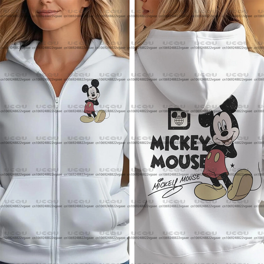 Discover Comfort Autumn Winter Vintage Retro Mickey Zip Up Girls Tops Shirt Disney Hoodie Tee Party Gift Retro World T Shirt Coat Jacket