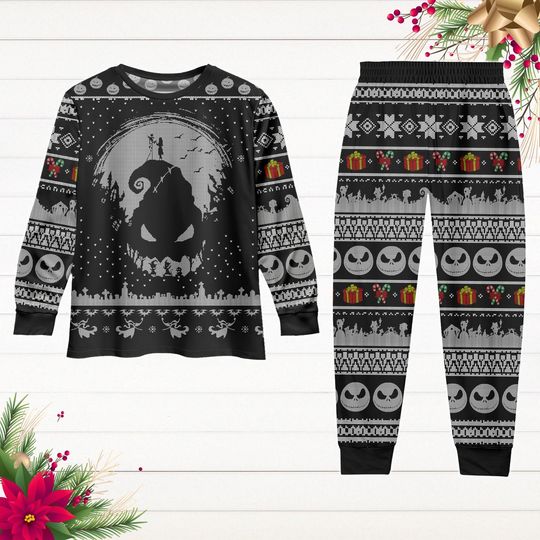 Discover Nightmare Before Christmas Pajamas, Oogie Boogie Long Sleeve Pajamas, Jack And Sally Holiday Pjs, Skellington Christmas Pajamas Pants