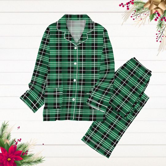 Discover Plaid Pajamas Set, Christmas Winter Holiday Pajamas, Pajamas For Party, Matching Pajamas, Xmas Gift For Women Men Kid, Set Of Pajamas