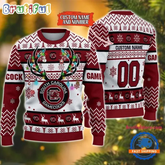 Discover South Carolina Gamecocks  Reindeer Light Ugly Christmas Sweater